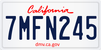 CA license plate 7MFN245