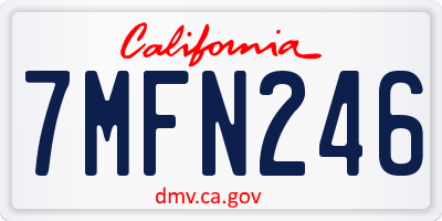 CA license plate 7MFN246