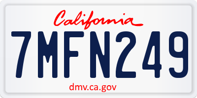CA license plate 7MFN249