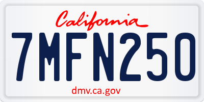 CA license plate 7MFN250