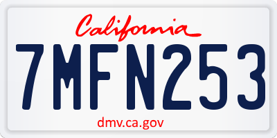CA license plate 7MFN253