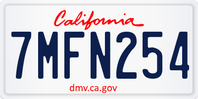 CA license plate 7MFN254