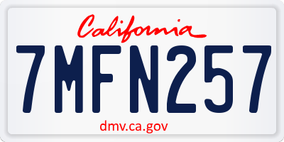 CA license plate 7MFN257
