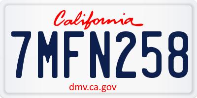 CA license plate 7MFN258