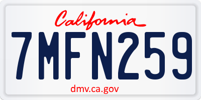 CA license plate 7MFN259