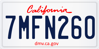 CA license plate 7MFN260