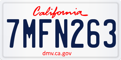 CA license plate 7MFN263