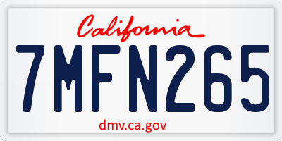 CA license plate 7MFN265