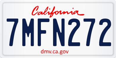 CA license plate 7MFN272