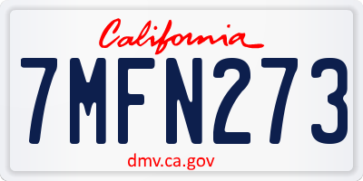 CA license plate 7MFN273