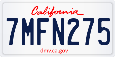 CA license plate 7MFN275