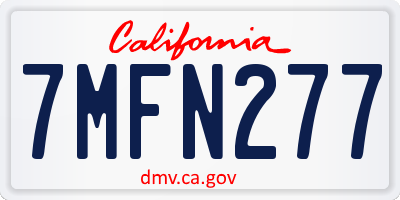 CA license plate 7MFN277