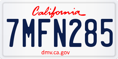 CA license plate 7MFN285