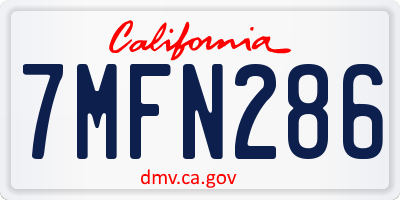 CA license plate 7MFN286