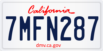 CA license plate 7MFN287