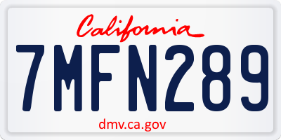 CA license plate 7MFN289