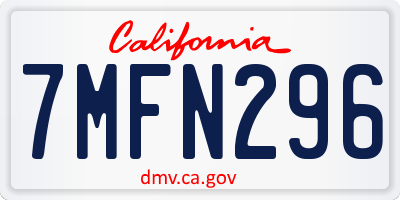 CA license plate 7MFN296