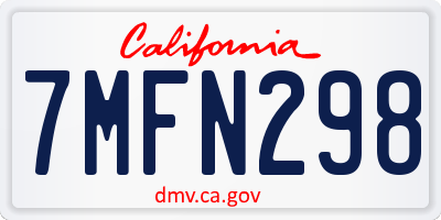 CA license plate 7MFN298