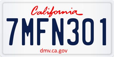 CA license plate 7MFN301