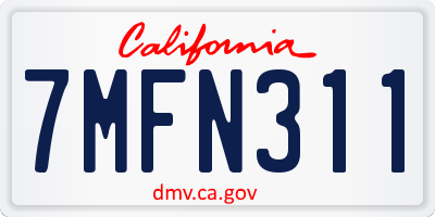 CA license plate 7MFN311