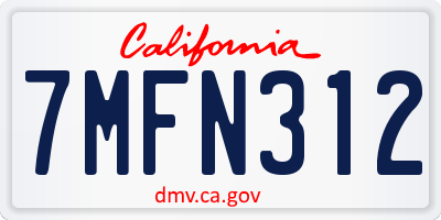 CA license plate 7MFN312