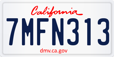 CA license plate 7MFN313