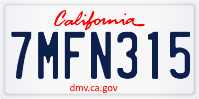 CA license plate 7MFN315