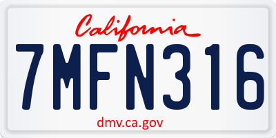 CA license plate 7MFN316