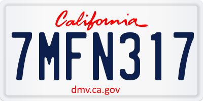 CA license plate 7MFN317