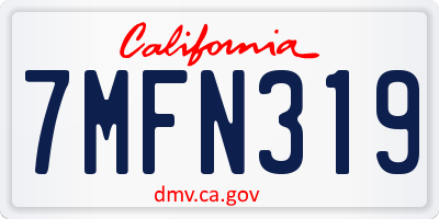 CA license plate 7MFN319