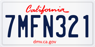 CA license plate 7MFN321