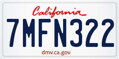 CA license plate 7MFN322