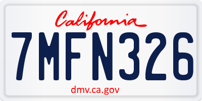 CA license plate 7MFN326