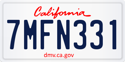 CA license plate 7MFN331