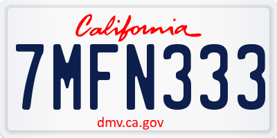 CA license plate 7MFN333