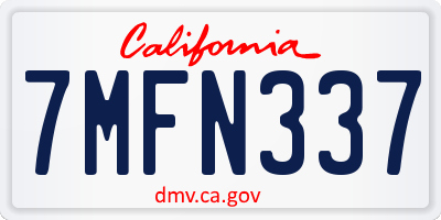 CA license plate 7MFN337