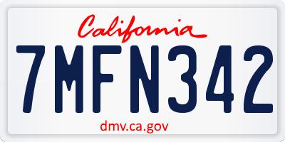 CA license plate 7MFN342