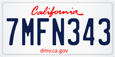 CA license plate 7MFN343