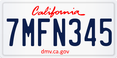 CA license plate 7MFN345