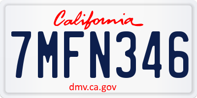 CA license plate 7MFN346