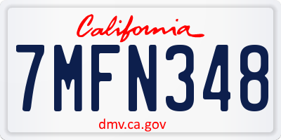CA license plate 7MFN348