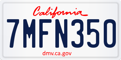 CA license plate 7MFN350