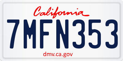 CA license plate 7MFN353