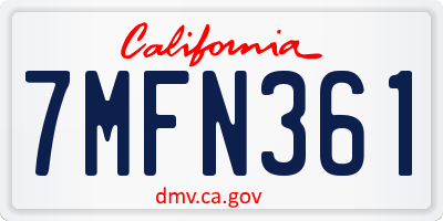 CA license plate 7MFN361