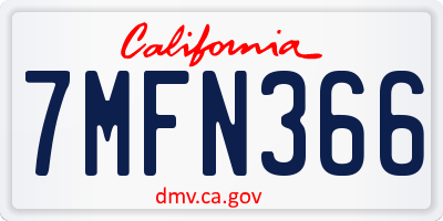 CA license plate 7MFN366