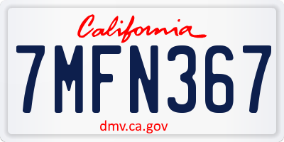CA license plate 7MFN367