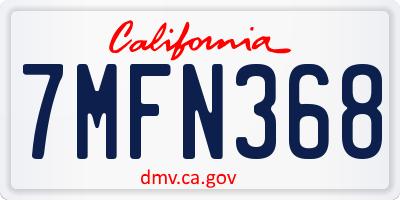 CA license plate 7MFN368
