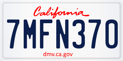 CA license plate 7MFN370
