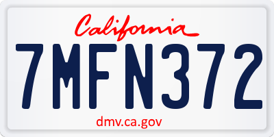 CA license plate 7MFN372