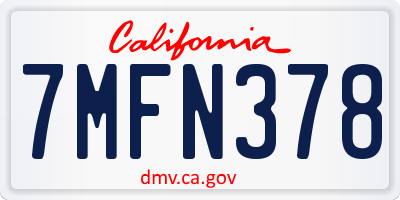 CA license plate 7MFN378